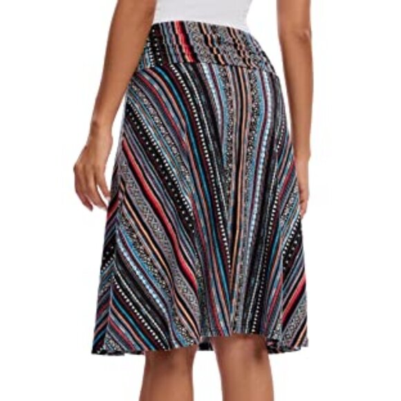 Women's Southwestern Striped Flare Skirt Size Medium Knee Length - Festival BOHO - Picture 3 of 9